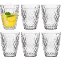 Vivalto Drinkglazen/waterglazen Diamonds - tumblers - glas - set 6x stuks - 250 ml