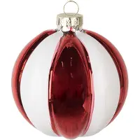 Clayre & Eef Kerstbal Overig Ø 8x8 cm Rood Wit Glas Kerstballen