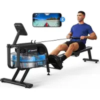 Merach Waterroeitoestel voor Thuis - Roeimachine met Bluetooth, iPad-houder, Comfortabel Zitkussen en Verticale Opslag - Tot 150 kg Gewichtscapaciteit