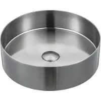 Sapho Aurum RVS waskom, Ø38cm, inclusief afvoer, mat RVS