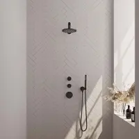 Brauer Thermostatische inbouwdoucheset carving omstelknoppen mat zwart