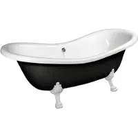 Polysan Charleston Vrijstaand bad 188x83x69cm, witte poten, zwart/wit