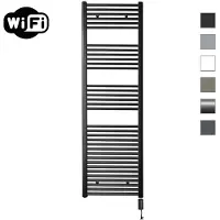 Sanicare Elektrische radiator hwv met wifi 172x60 cm mat zwart 1127w met thermostaat zwart rechtsonder