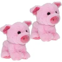 Cornelissen Set van 2x stuks pluche knuffel dieren Varken van 19 cm - Speelgoed varkens knuffels