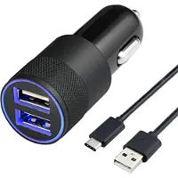 MMOBIEL High Speed Autolader Oplaad Adapter (ZWART) - 2 USB Poorten 2.1A + 1.0A - incl. USB-C Kabel (ZWART)