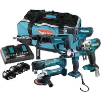 Makita DLX6100PX1 | LXT accu combiset 18V DHP482 + DHR202 + DTM51 + DTD156 + DGA452 + DML802 in tas (3x 3.0Ah accu + DC18RD duolader) - DLX6100PX1