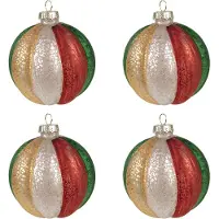 Clayre & Eef Kerstbal Set van 4 Overig Ø 8x8 cm Rood Groen Glas Kerstballen