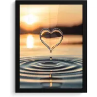 PosterMonkey Poster in lijst - Fotolijst 30x40 cm - Posters - Hart - Water - Zonsondergang - Natuur - Zen - Posterlijst zwart - Decoratie - Wanddecoratie woonkamer - Muurdecoratie slaapkamer