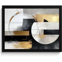 PosterMonkey Poster in lijst - Fotolijst 40x30 cm - Posters - Abstract - Goud - Zilver - Vormen - Aesthetic - Posterlijst zwart - Decoratie - Wanddecoratie woonkamer - Muurdecoratie slaapkamer