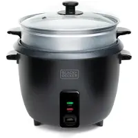Black & Decker Rijstkoker van 1,8 liter, 700 W, met zwarte stoommand - - BXRC1800E