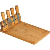 Kesper 58641 13 kaassnijplank met bestek, bamboe, bruin, 30 x 20 x 8 cm