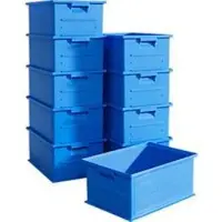 Ssi Stapelbox serie 14/6-2, volume 21 l, tot 30 kg, verzonken handgrepen & etikethouder, polypropeen, blauw, 10 stuks