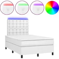 vidaXL Boxspringbed met matras en LED-verlichting, wit, 120x190 cm, kunstleer