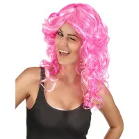 Vegaoo Fluo roze pruik met krullen volwassenen - Verkleedpruik - One size