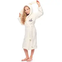 L&L Kinderen Badjas met Capuchon - Wasmachine bestendig - Polyester - LL-Ila - Ecru (RB-003) - 110-116