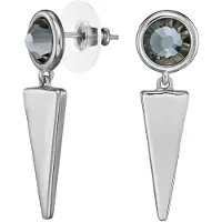 Traveller Oorhangers - Oorbellen Dames - Zilver - Kristal - Zwart - Preciosa Crystals - Geplatineerd - Hangers - 35 x 10 mm - 157753
