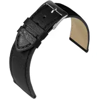 Eulit horlogeband - leer - 20 mm - zwart - metalen gesp