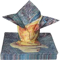Ambiente Tafel diner servetten - Vincent van Gogh - 40x stuks - 33 x 33 cm - schilderijen - kunst