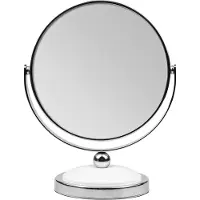 Titania - Ronde spiegel op voet metaal/wit met vergroting Make-up spiegels 1 stuk