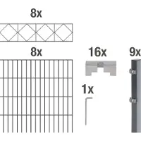 Alberts Dubbelstaafmat hekwerk Bergen antraciet, hoogte: 100-160cm, totale lengte: 10-20m, voor plaatsing in beton (set)