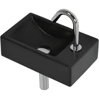 Plieger Houston & Lupo 2.0 fonteinpack m. fontein m. kraangat rechts, bak links 37x23cm incl. toiletkraan chroom, design afv.plug + sifon zwart/chroom 1204004