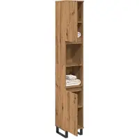 vidaXL Badkamerkast 30x30x190 cm bewerkt hout artisanaal eikenkleurig