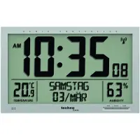 Techno Line WS 8013 Wandklok Zendergestuurd 369 mm x 270 mm x 24 mm Zilver Groot display