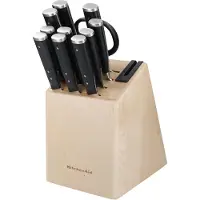 KitchenAid Messenset, 11-delig - Hoogwaardig Japans Koolstofstaal - Berkenhouten Blok -