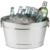 Aps -Germany Wijnkoeler met Lekbak en Handvaten - IJsemmer - Bierkoeler - Champagne koeler - Champagne Emmer - Edelstaal - RVS look - 11 Liter - 40x28x22 cm