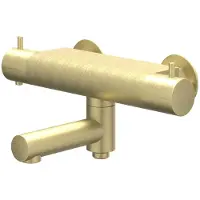 Ivy Aia Bond Badthermostaatkraan opbouw met wegdraaibare baduitloop met omstel cooltouch Geborsteld mat goud PVD