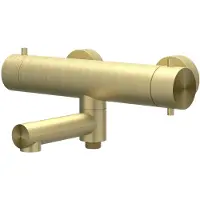 Ivy Aia Badthermostaatkraan Concord Opbouw Omstel Met Draaibare Baduitloop Met Omstel RVS316 Geborsteld Mat Goud PVD