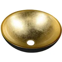 Sapho Waskom murano rond 40x14 cm glas goud /zwart