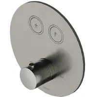 Hotbath Cobber Afbouwdeel thermostaat Rond met 2 push buttons Geborsteld Nikkel PB009