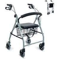 Mobiclinic Alhambra - Rollator - Inklapbaar - Verstelbaar - Aluminium - Handgrepen met rem - Met mandje, zitje en rugleuning - 4 wielen