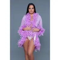 Be Wicked - Lux - Robe met Veren - Lavendel - One Size