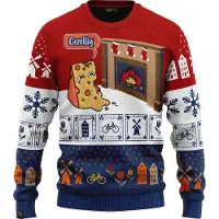 JAP Christmas Around the World Kersttrui voor kinderen (maat 146/152/158) - 100% Gerecycled - Kriebelt niet - Kerstcadeau - Foute Kersttrui jongens en meisjes (11/13 jaar) - Nederland - Rood/Wit/Blauw