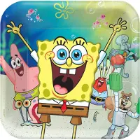 Amscan Borden Spongebob Vierkant 23 X 23 Cm Papier 8 Stuks