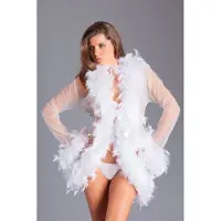 Be Wicked - Lux - Robe met Veren - Wit - One Size
