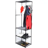 Discountershop Opbergrek met kapstok - 170x54x36cm | Stellingkast en wandkast met haken - ideaal voor hal, gang en slaapkamer
