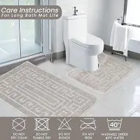 Karma - Antislip badmat in Griekse stijl - Set van 2 badmatten - Inclusief 1 badmat (50 × 80 cm) en 1 toiletmat (50 × 40 cm) - grijs