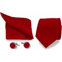 Gents - Stropdas - Manchet - Pochet - Stropdas set heren - Zijde - Rood