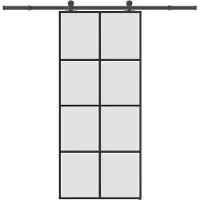 vidaXL Schuifdeur met beslag 90x205 cm ESG-glas en aluminium