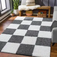 Muratap Milano geblokt hoogpolig vloerkleed modern creme 200x290 cm