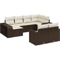 vidaXL 10-delige Loungeset met kussens poly rattan bruin