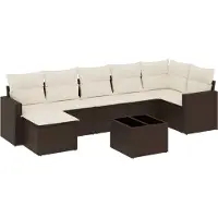 vidaXL 8-delige Loungeset met kussens poly rattan bruin
