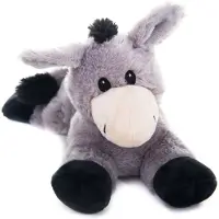 Habibi Warmte/koelte knuffel - magnetron - ezel - grijs - 30 cm - voor kinderen/jongens/meisjes
