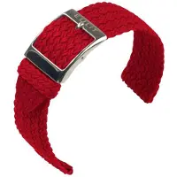 Eulit horlogeband - perlon - 22 mm - rood - metalen gesp