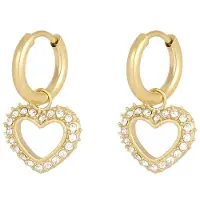 Yehwang oorbellen - Diamant hart - Goudkleurig - Stainless steel - Strass