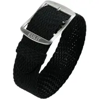 Eulit horlogeband - perlon - 20 mm - zwart - metalen gesp