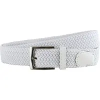 Landley Elastische Riem met Gevlochten Stretch Elastiek – Dames / Heren - Wit - Lengte totaal 140 cm / Riemmaat 125